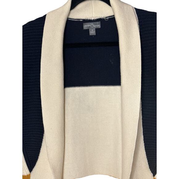 Market & Spruce Women's Colorblock Open Front Knit Cardigan Sweater Size M Multi - Picture 3 of 9